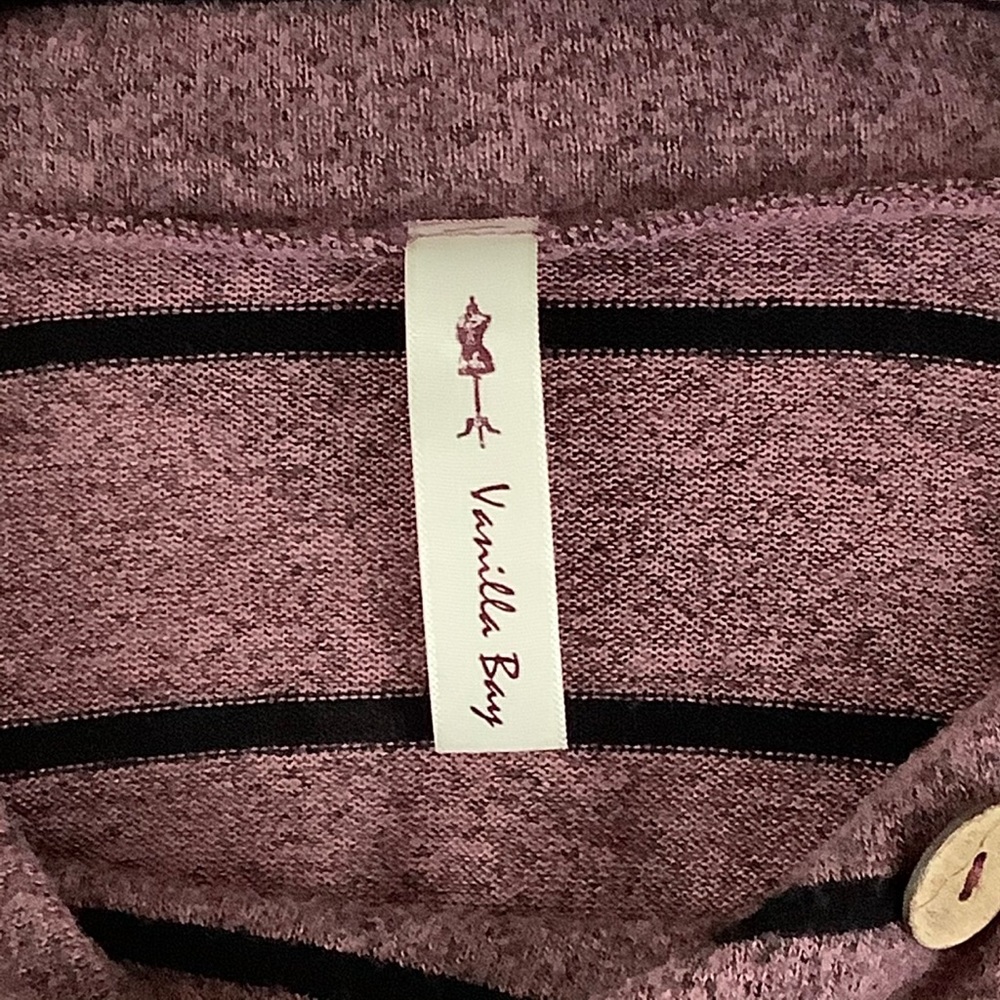 VANILLA BAY Striped Button-Neck Knit Tunic Top - Picture 4 of 8
